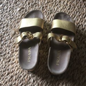 Prada gold platforms size 40.5